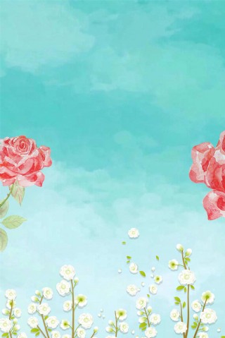 淡蓝云纹花朵清新背景图
