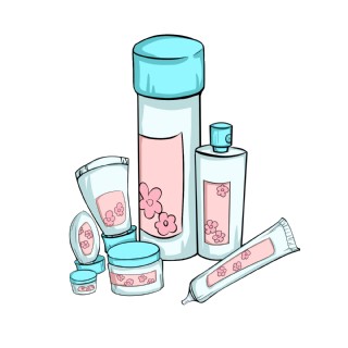 女性美容护肤品插画