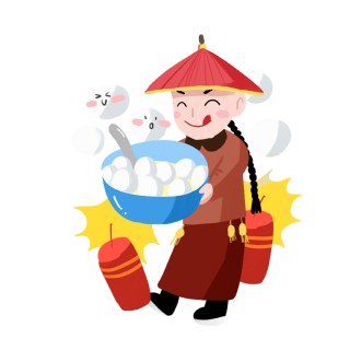 古装元宵节手绘卡通人物png素材