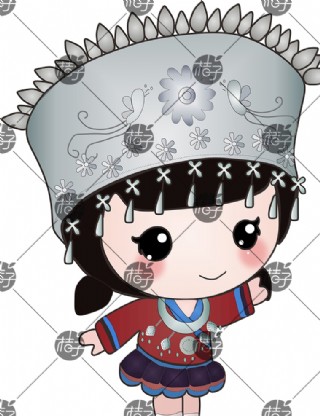 卡通苗族小姑娘