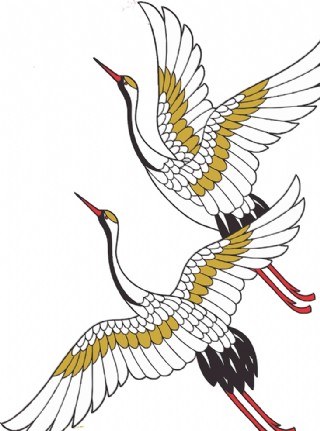 矢量金色仙鹤图案