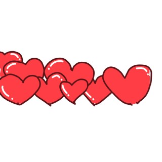 一排红色情人节爱心免抠图
