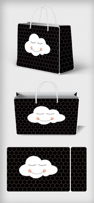 创意背景微笑云朵购物手提袋设计