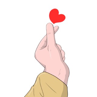 手绘自拍比心手势插画