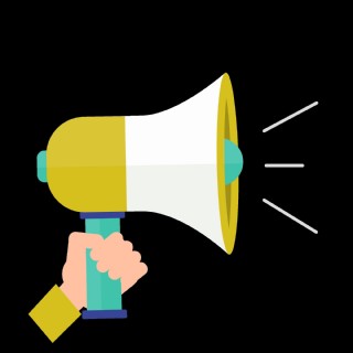 卡通扁平风手拿广播通知喇叭