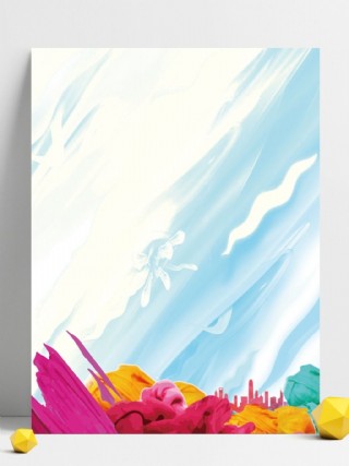 手绘蓝色全民马拉松体育宣传背景