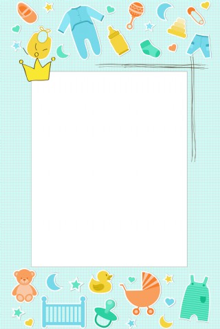 简约扁平可爱手账风母婴玩具边框海报