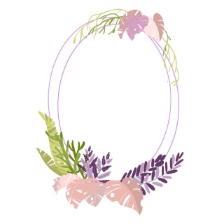 卡通椭圆形婚礼边框