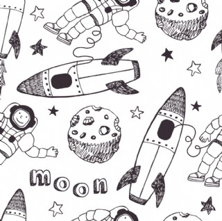 线描宇宙元素平铺图