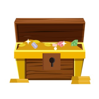 宝物宝箱卡通插画