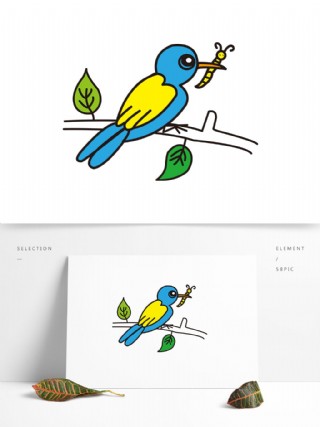 小鸟吃虫子卡通图片图片